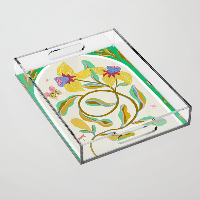 Modern abstract flowers dance Acrylic Tray Gallery Image 1