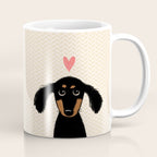 Dachshund Love | Cute Longhaired Black and Tan Wiener Dog Coffee Mug Gallery Image 1