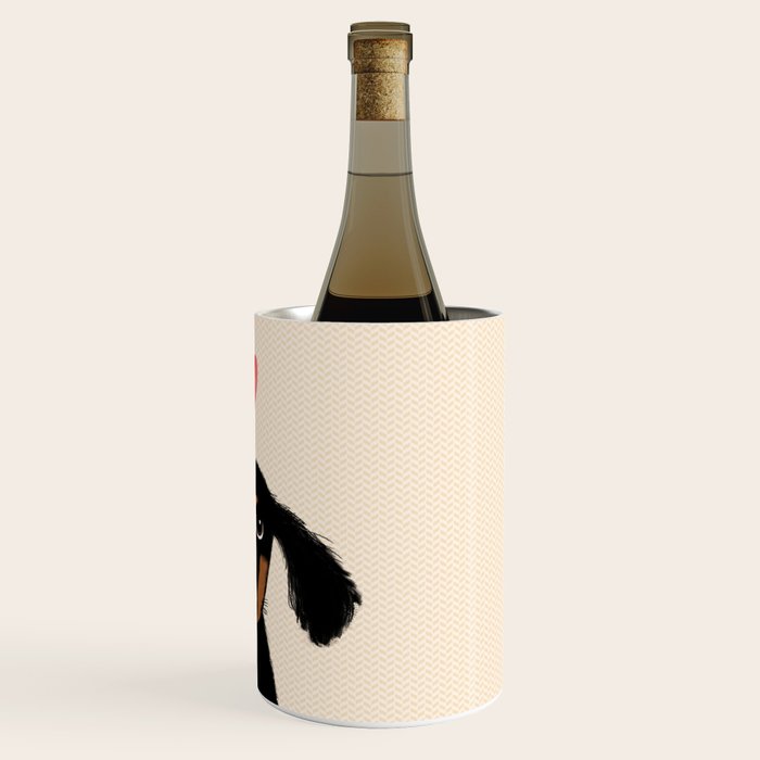 Dachshund Love | Cute Longhaired Black and Tan Wiener Dog Wine Chiller Gallery Image 3