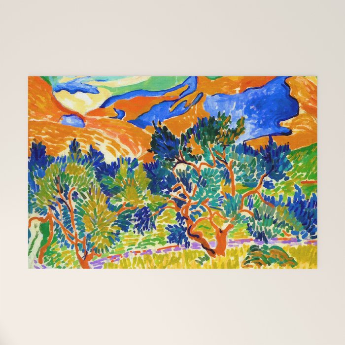 Andre Derain Mountains at Collioure Welcome Mat Gallery Image 1