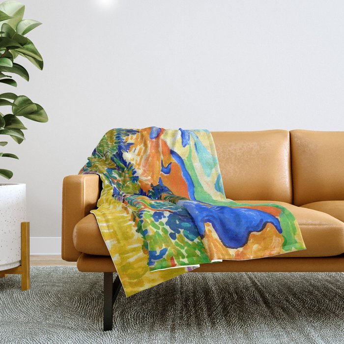 Andre Derain Mountains at Collioure Throw Blanket Gallery Image 1