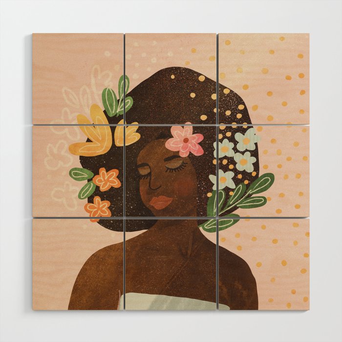 Afro Beauty Queen Wood Wall Art Gallery Image 1