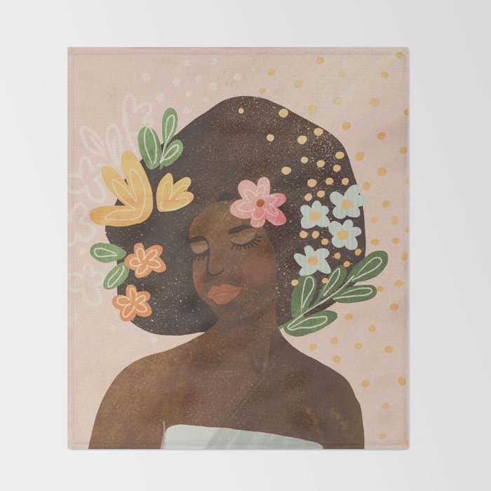 Afro Beauty Queen Throw Blanket Gallery Image 2