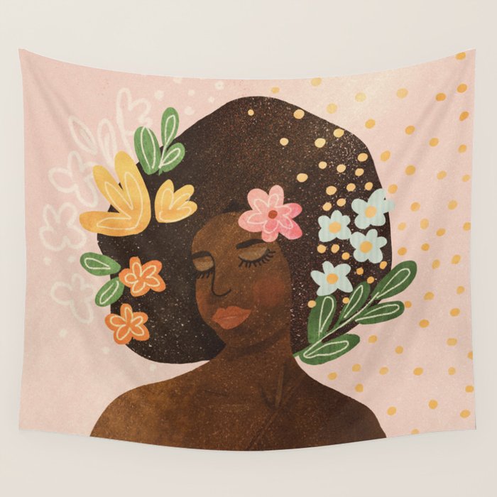 Afro Beauty Queen Wall Tapestry Gallery Image 4