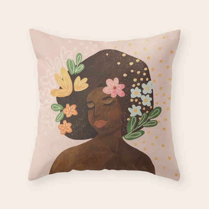 Afro Beauty Queen Throw Pillow Gallery Image 6