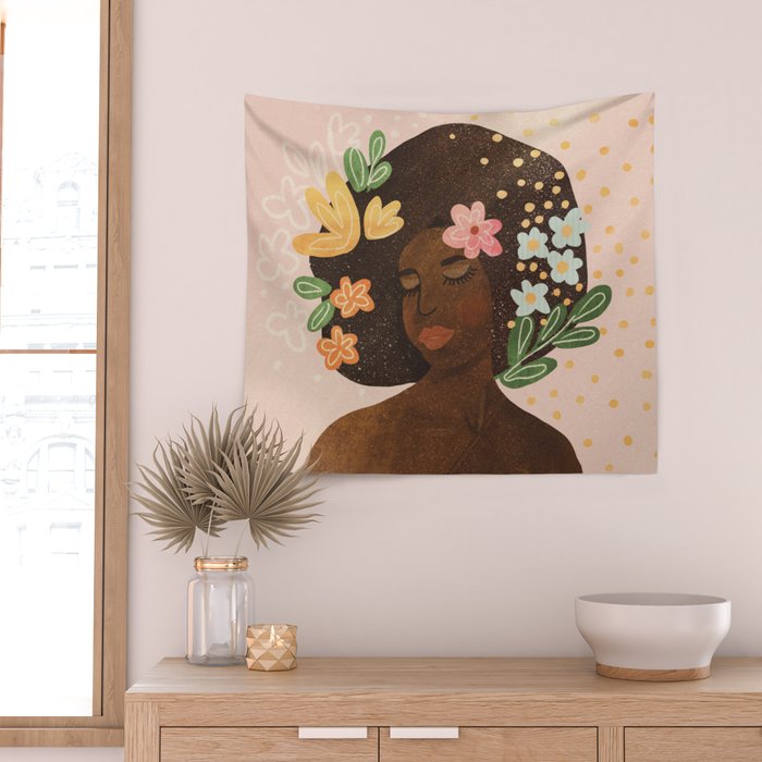 Afro Beauty Queen Wall Tapestry Gallery Image 2