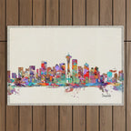Seattle Washington skyline Outdoor Rug Gallery Image 1