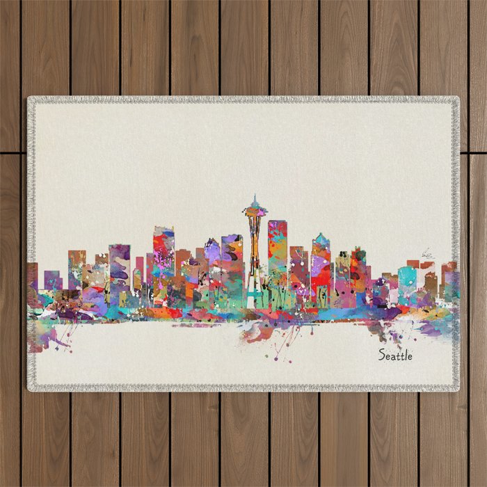 Seattle Washington skyline Outdoor Rug Gallery Image 1