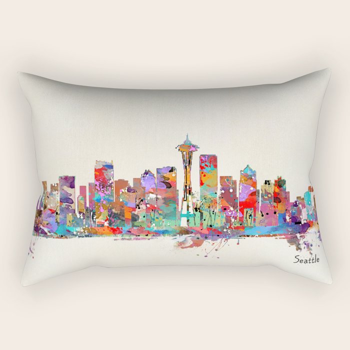 Seattle Washington skyline Rectangular Pillow Gallery Image 1