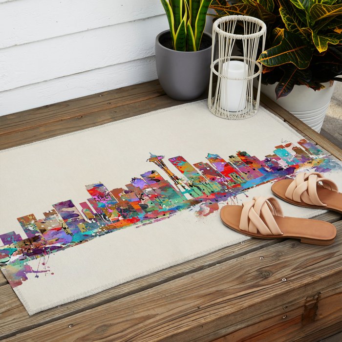 Seattle Washington skyline Outdoor Rug Gallery Image 2