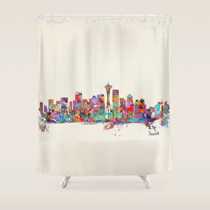 Seattle Washington skyline Shower Curtain Gallery Image 1