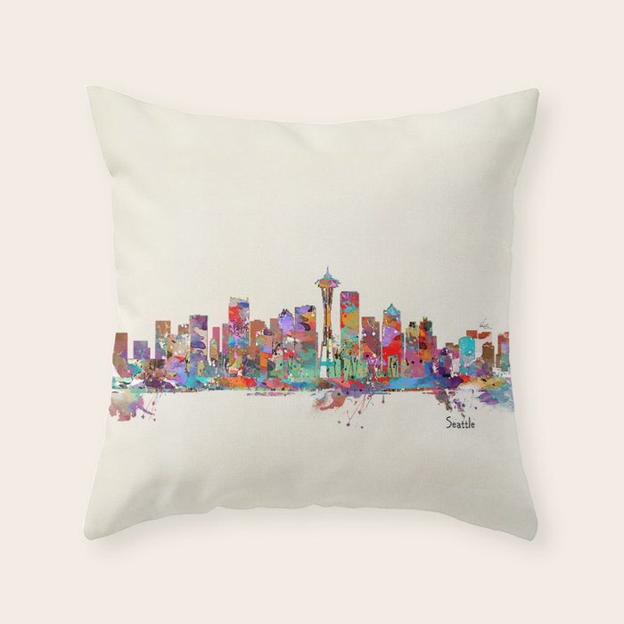 Seattle Washington skyline Throw Pillow Gallery Image 6