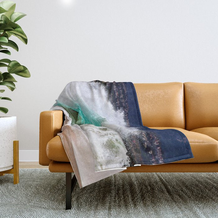 Pinwheel Shore-break Wave -  John Minar Photography  Throw Blanket Gallery Image 1