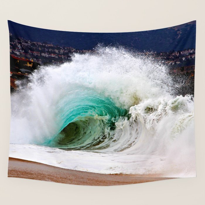 Pinwheel Shore-break Wave -  John Minar Photography  Wall Tapestry Gallery Image 4