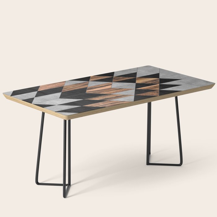 Urban Tribal Pattern No.10 - Aztec - Concrete and Wood Coffee Table Gallery Image 1