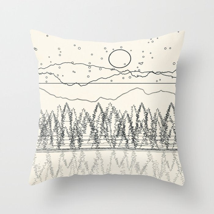 Minimal Line Mountain Beauty II Throw Pillow Gallery Image 6