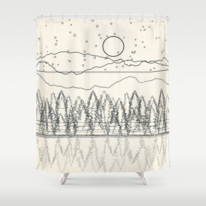 Minimal Line Mountain Beauty II Shower Curtain Gallery Image 1