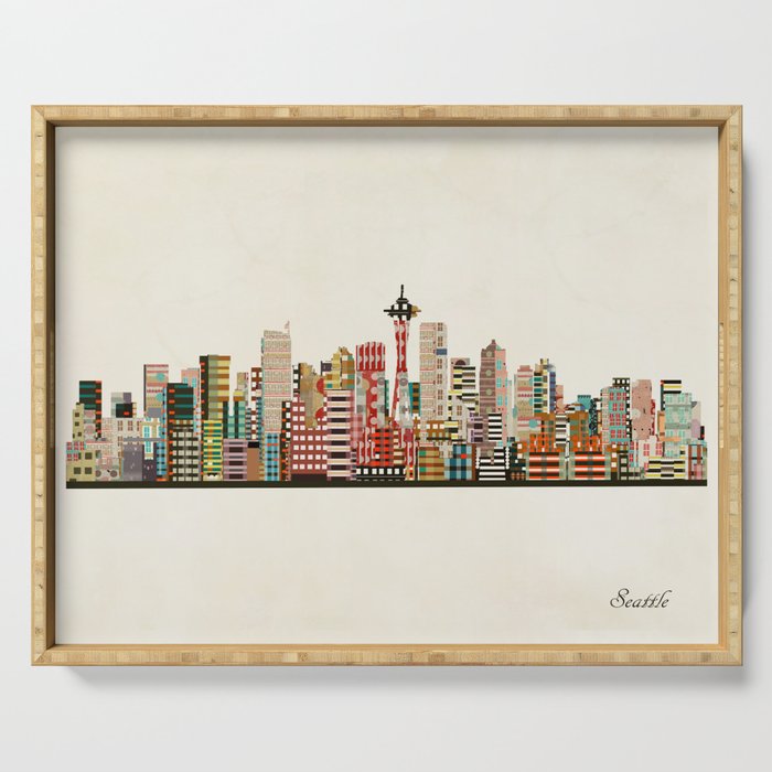 seattle city skyline Serving Tray Gallery Image 1