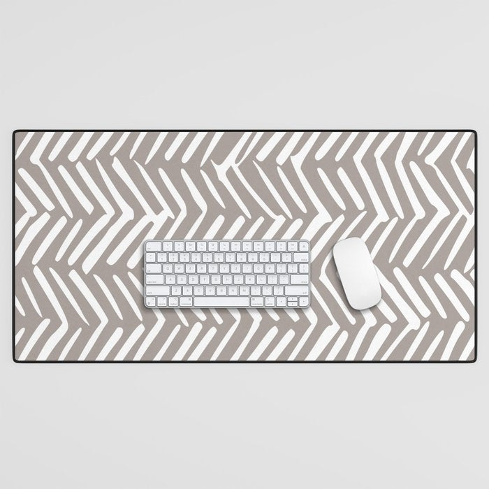 Abstract Herringbone Pattern, Rustic, Light Brown Desk Mat Gallery Image 1