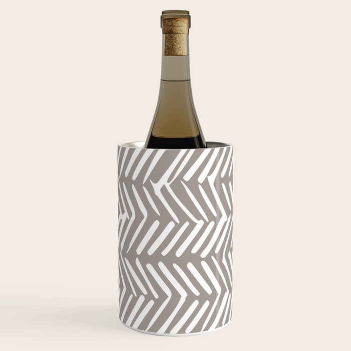 Abstract Herringbone Pattern, Rustic, Light Brown Wine Chiller Gallery Image 1