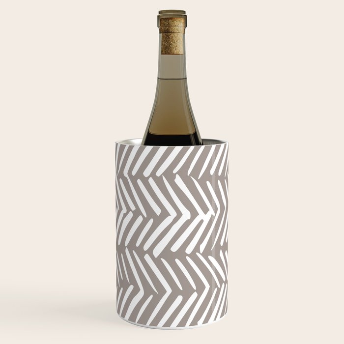Abstract Herringbone Pattern, Rustic, Light Brown Wine Chiller Gallery Image 2