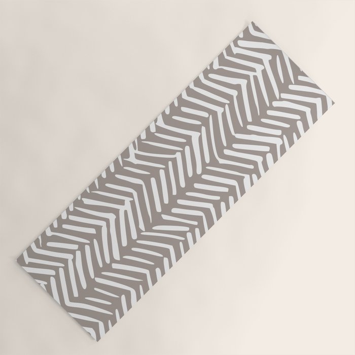 Abstract Herringbone Pattern, Rustic, Light Brown Yoga Mat Gallery Image 1