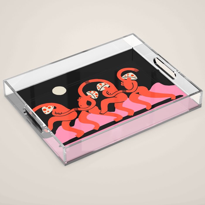 Full Moon Mushroom Dance  Acrylic Tray Gallery Image 1