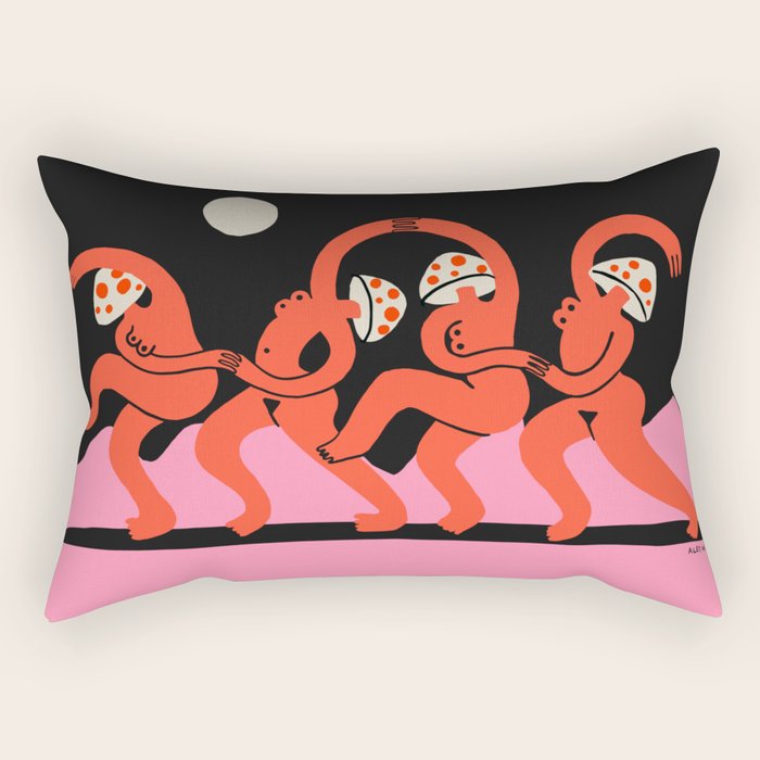 Full Moon Mushroom Dance  Rectangular Pillow Gallery Image 2
