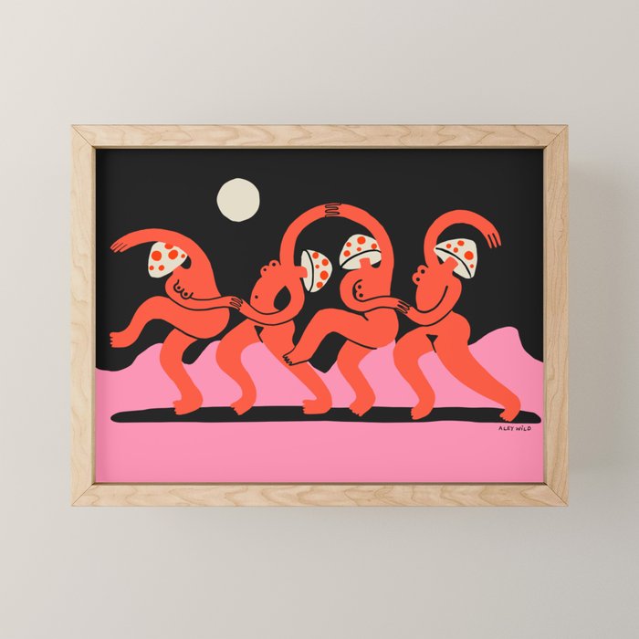 Full Moon Mushroom Dance  Mini Art Print Gallery Image 1