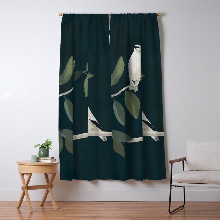 Minimalist Birds On Branch 2 Window Curtain Gallery Image 1
