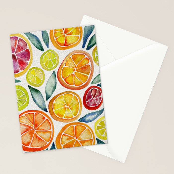 Sliced Citrus Watercolor Stationery Card Gallery Image 2