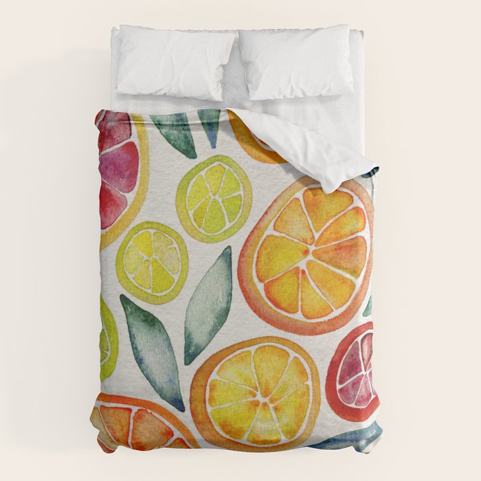 Sliced Citrus Watercolor Duvet Cover Gallery Image 6