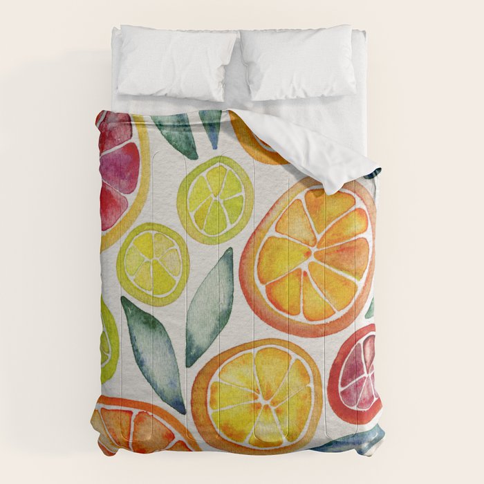 Sliced Citrus Watercolor Comforter Gallery Image 1