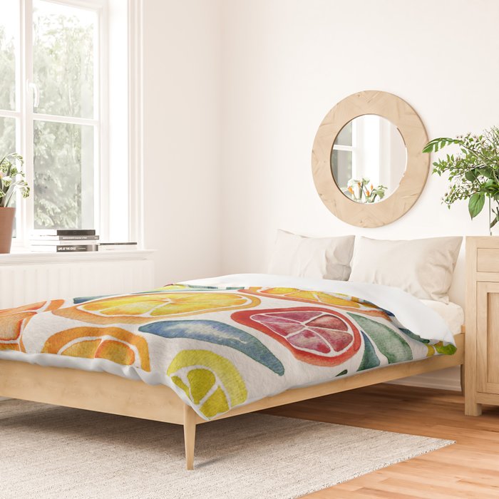 Sliced Citrus Watercolor Duvet Cover Gallery Image 2