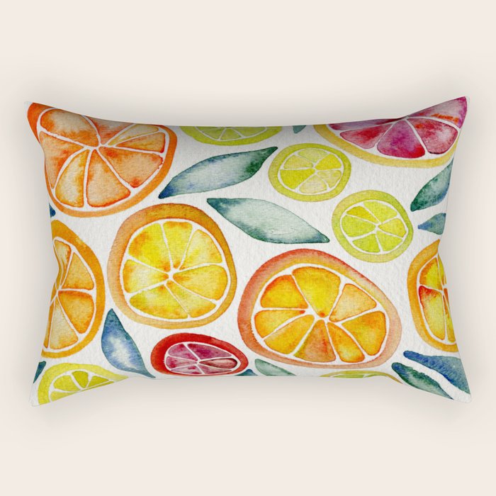 Sliced Citrus Watercolor Rectangular Pillow Gallery Image 2