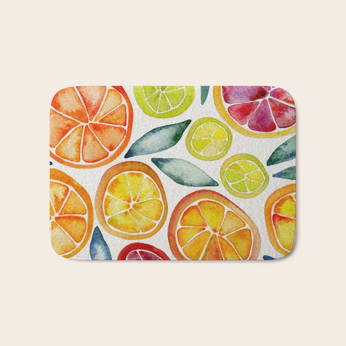 Sliced Citrus Watercolor Bath Mat Gallery Image 1