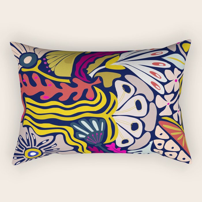 Playful flowers illustration Rectangular Pillow Gallery Image 2