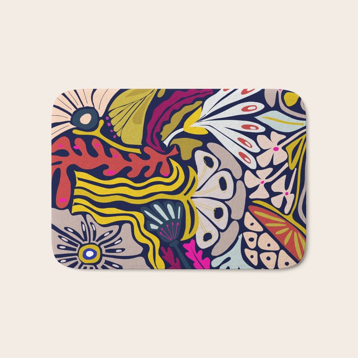 Playful flowers illustration Bath Mat Gallery Image 1