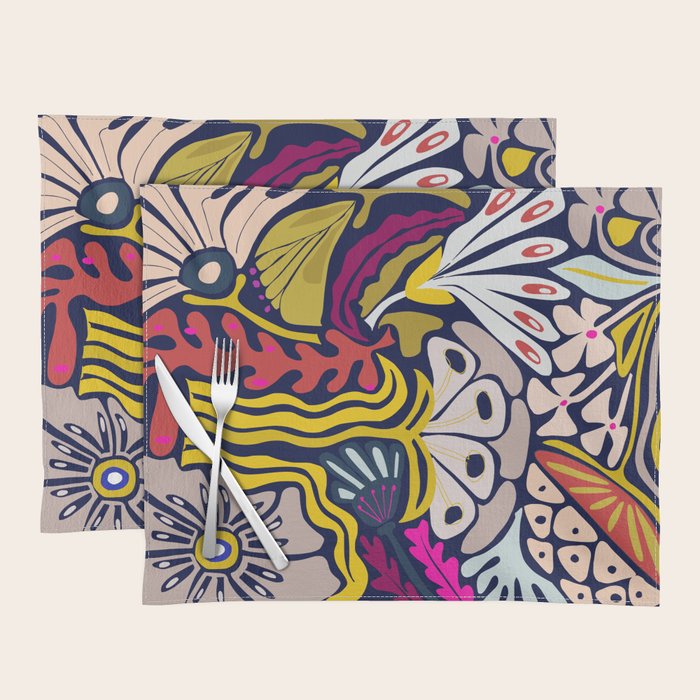 Playful flowers illustration Placemat Gallery Image 1