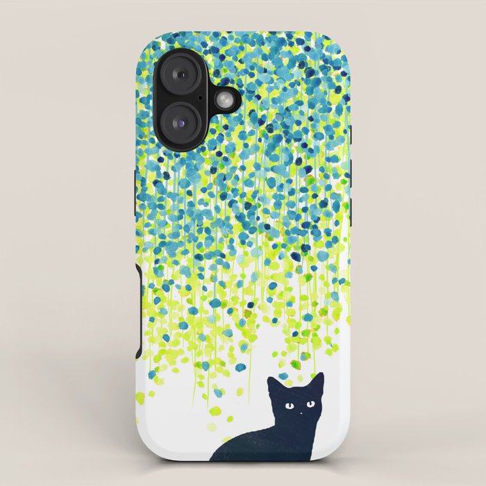 Cat in the garden under willow tree iPhone Case Gallery Image 1