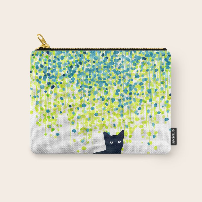 Cat in the garden under willow tree Carry All Pouch Gallery Image 1