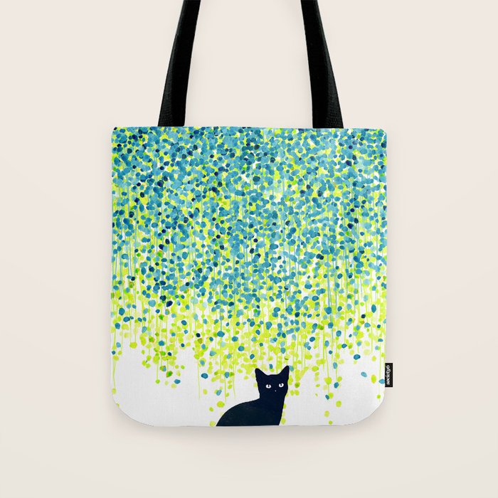 Cat in the garden under willow tree Tote Bag Gallery Image 1