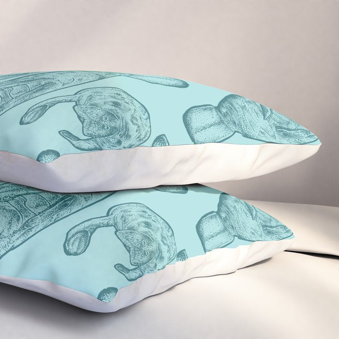 Manatees - Teal Pillow Sham Gallery Image 3