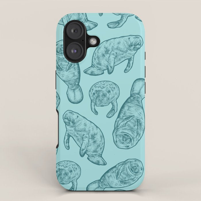 Manatees - Teal iPhone Case Gallery Image 1