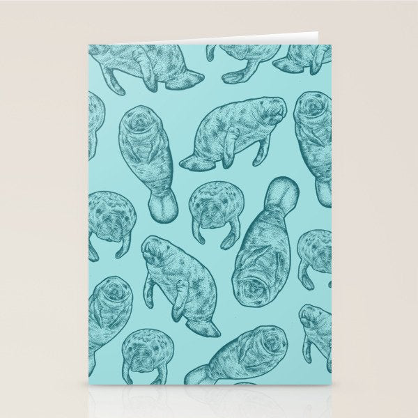 Manatees - Teal Stationery Card Gallery Image 2