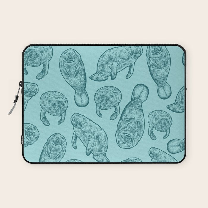 Manatees - Teal Laptop Sleeve Gallery Image 1