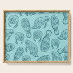 Manatees - Teal Serving Tray Gallery Image 1