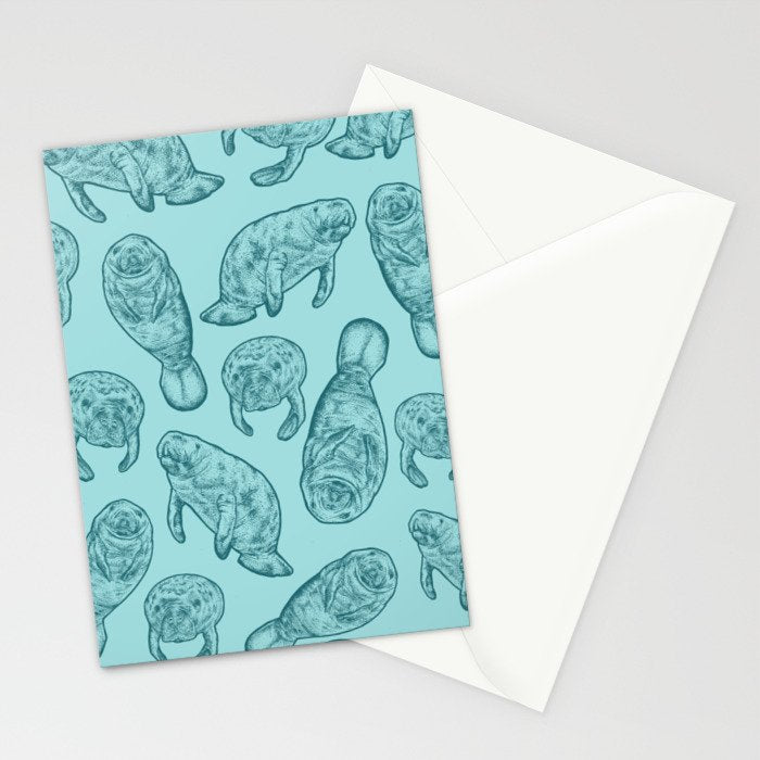 Manatees - Teal Stationery Card Gallery Image 2