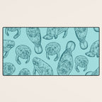 Manatees - Teal Desk Mat Gallery Image 3