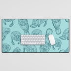 Manatees - Teal Desk Mat Gallery Image 1